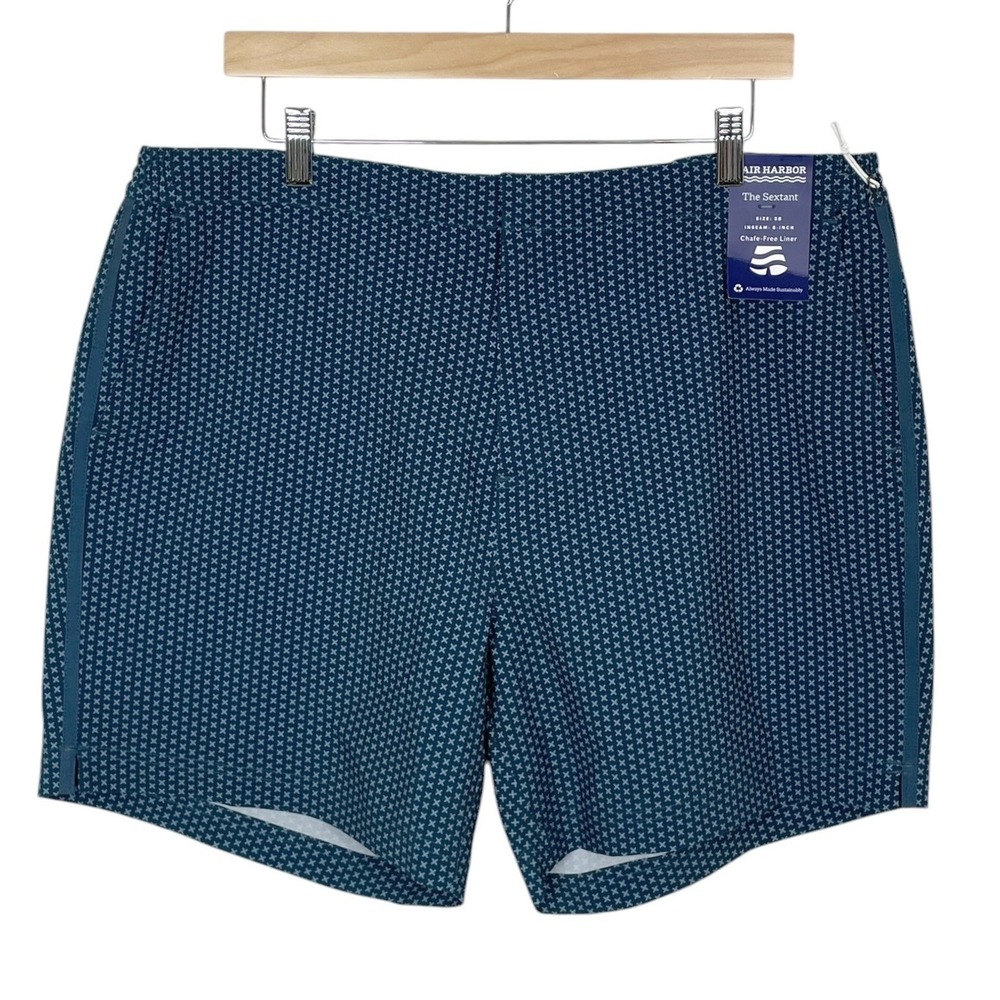 Fair Harbor The Sextant Swim Shorts Mens 38 Navy Juniper 6" Inseam Pockets Lined